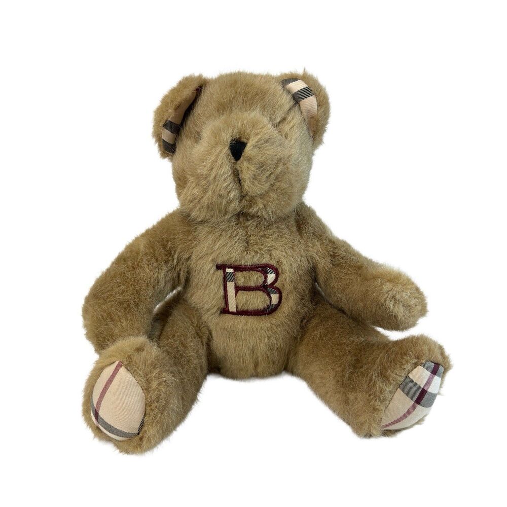 Vintage Burberry Teddy Bear Plush Nova Check Brown 9” Stuffed Animal Logo B Rare